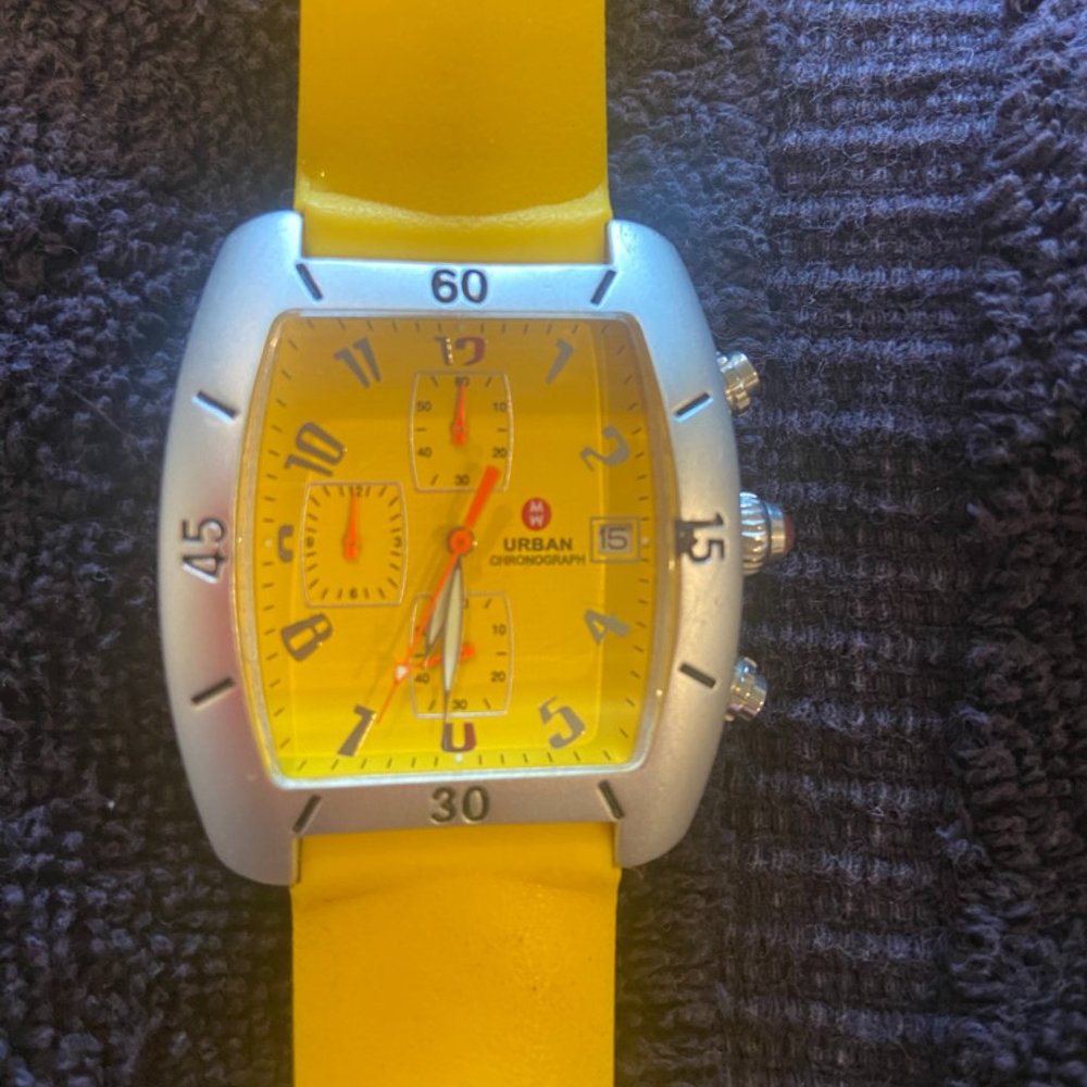 Sporty Michele Watch with Yellow Face and Band